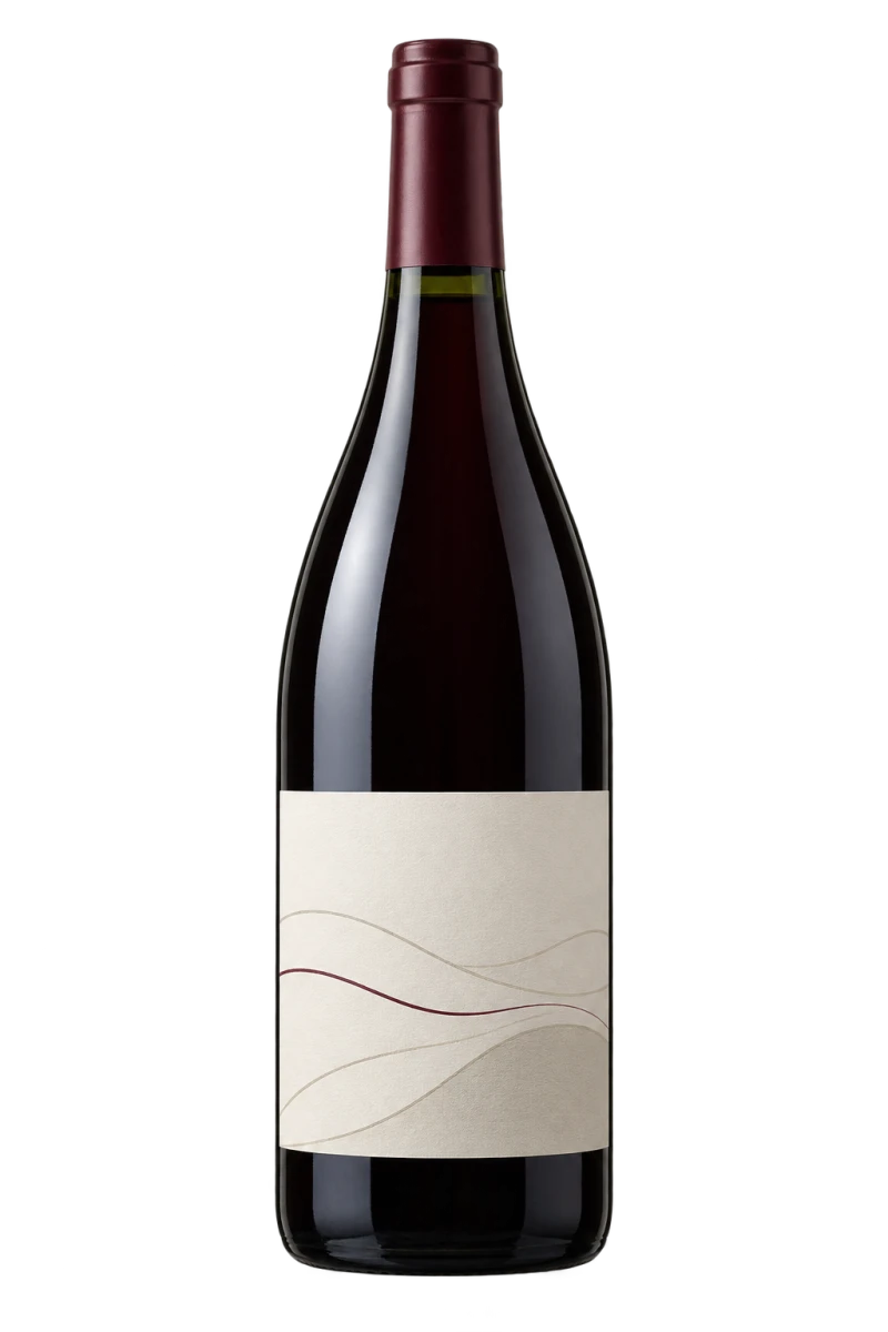 Wine bottle with a corner mark logo treatment
