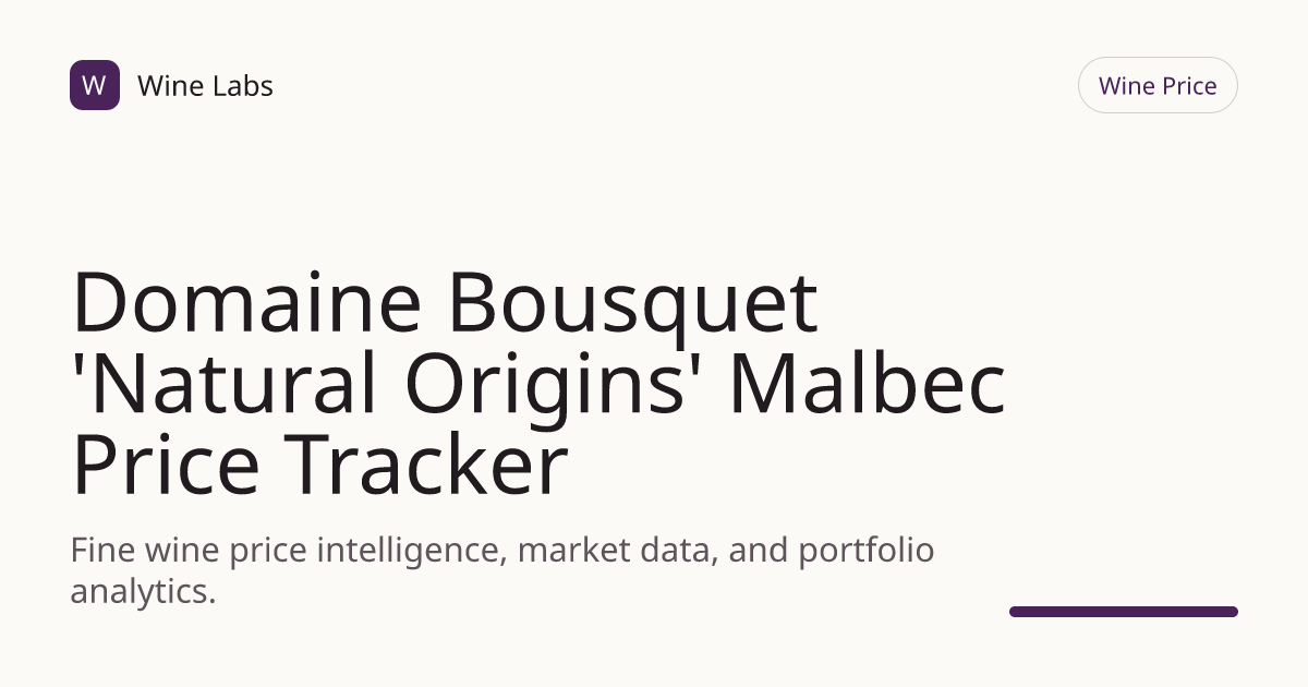Domaine Bousquet 'Natural Origins' Malbec Price Tracker & Historical ...